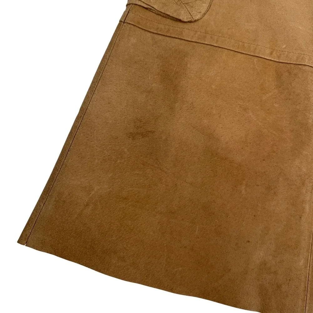 Jakett Distressed Leather Mini Skirt Y2K Style Buttery Soft Medium Boho Festival